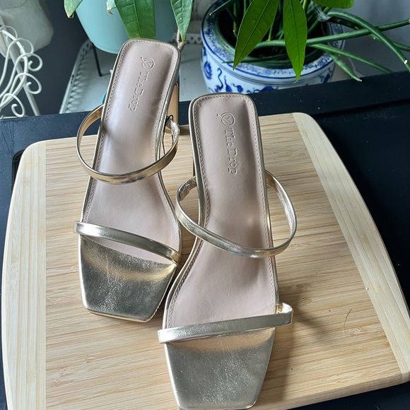 The Drop Shoes - Chic Gold Strap Heels for Women